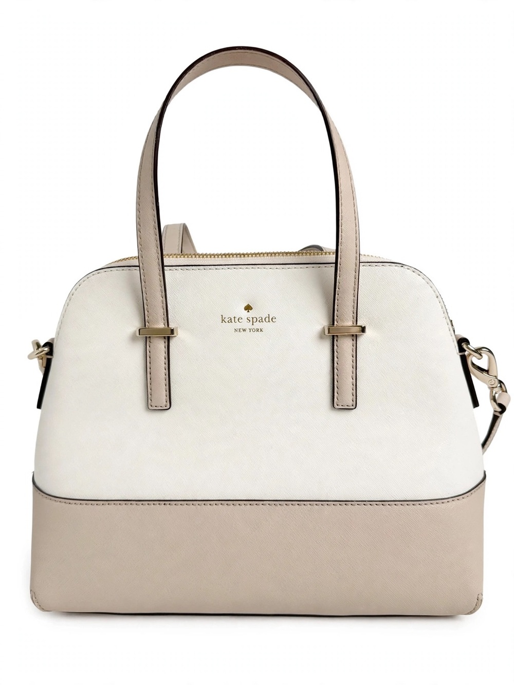 Kate Spade Cedar Street Maise Satchel Pebble Warm Putty Colorblock White Beige